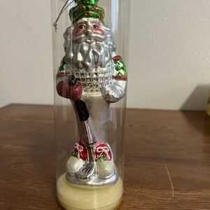 Glass by Peschka Golf Santa Ornament – Hand-Painted Glass, New in Box